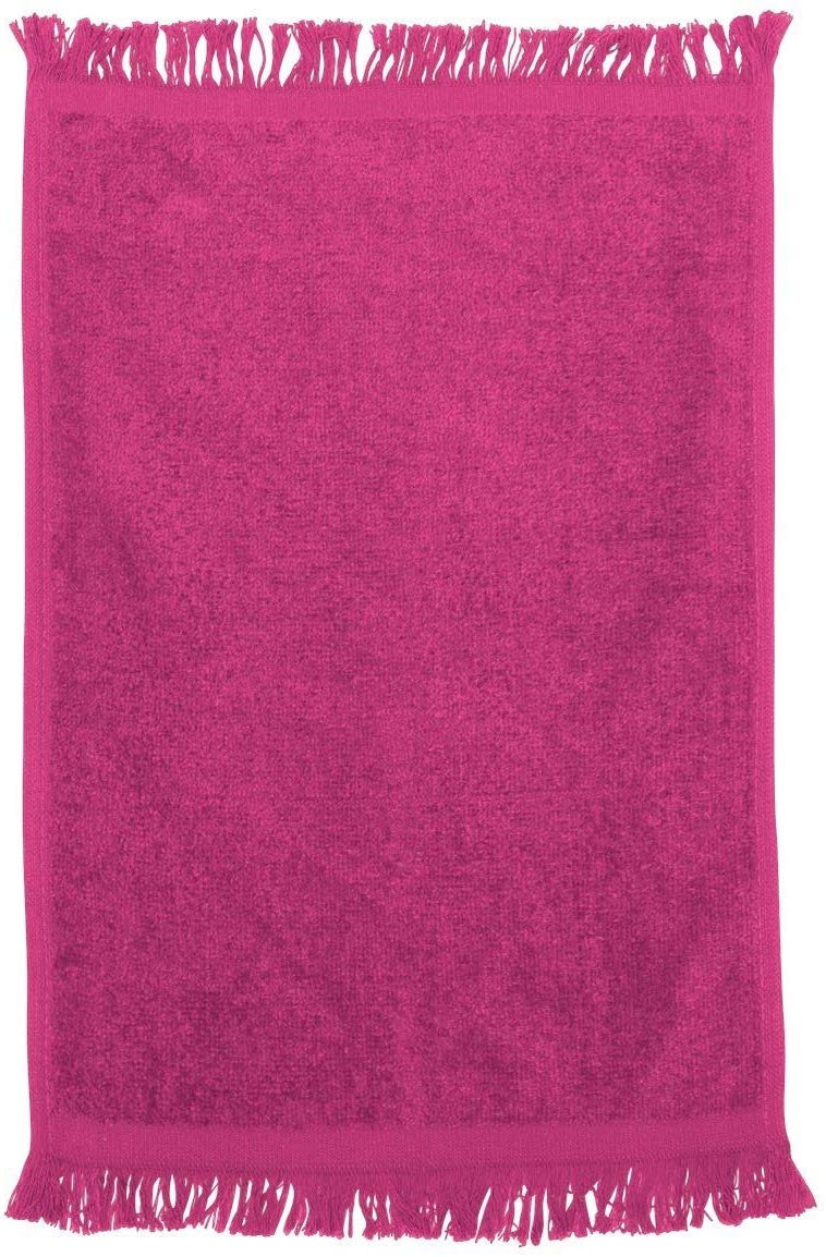 12 Pack Pink Color Velour Fingertip Guest Towels in Bulk, 11" x 18" (with Fringe)