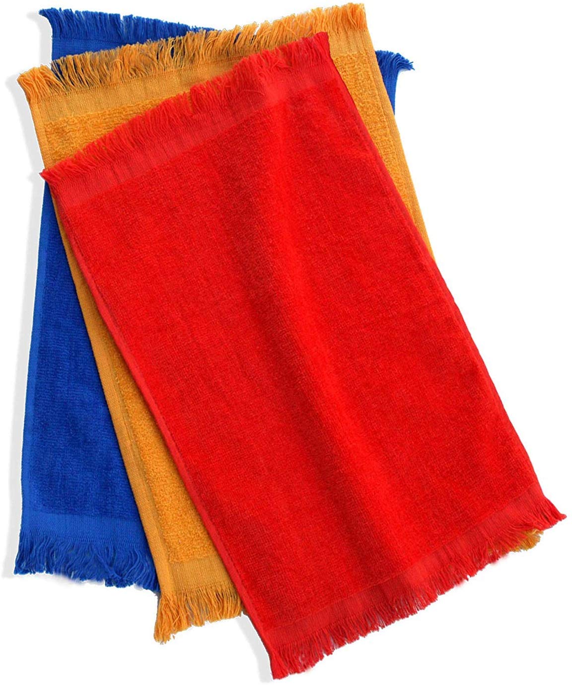 12 Pack Red Color Velour Fingertip Guest Towels in Bulk, 11" x 18" (with Fringe)