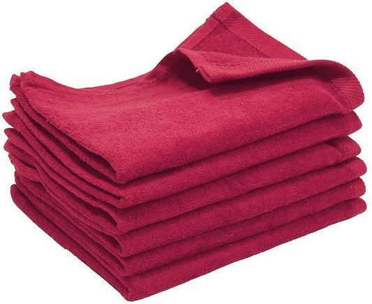 12 Pack Maroon Color Velour Fingertip Guest Towels in Bulk, 11" x 18"  (Hemmed)