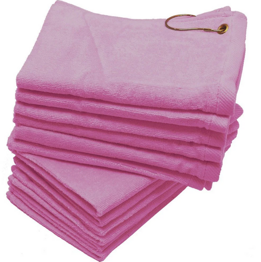 Light Pink Velour 11" x 18" Fingertip Golf Towels with Corner Grommet & Hook