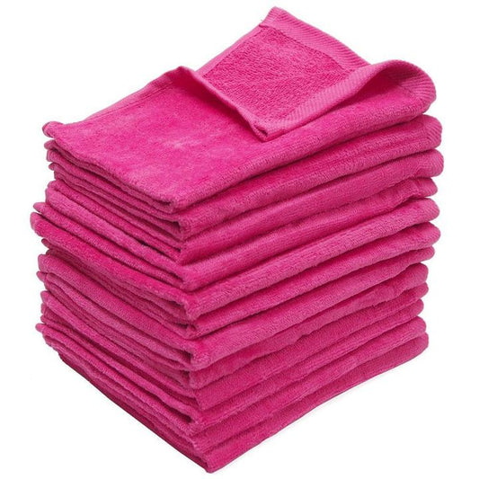 wholesale bulk 240 Pack Pink Color Velour 11" x 18" Fingertip Towels (Hemmed Ends)