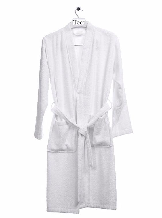 tocotowels wholesale 100% Cotton Terry Kimono Robes in bulk, White Color 